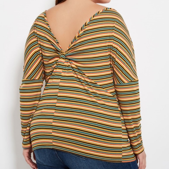 ☆ ASHLEY STEWART ☆ HARVEST GOLD STRIPE TWIST BACK - Picture 4 of 7